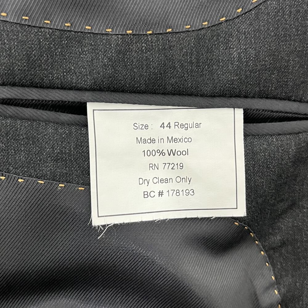 Joseph & Feiss Gold Mens 44R Blazer Jacket Black Charcoal Wool Long Sleeve‎ - Picture 11 of 16